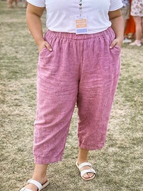 Cynthia Rowley Pink Cropped Linen Pants